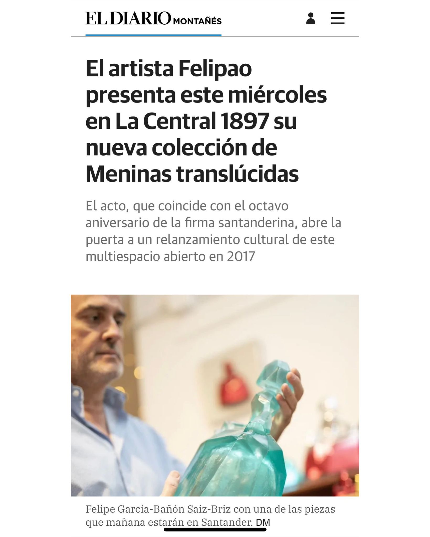 El Diario Montañés destaca mi exposición en La Central 1897